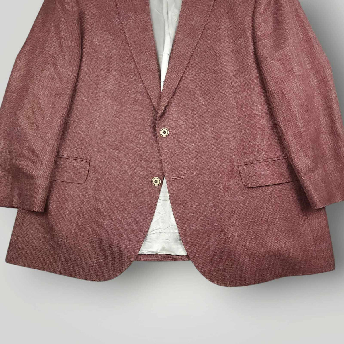 Jack Victor Hopsack Portly Fit Italian Wool Silk Linen Sport Coat 44S