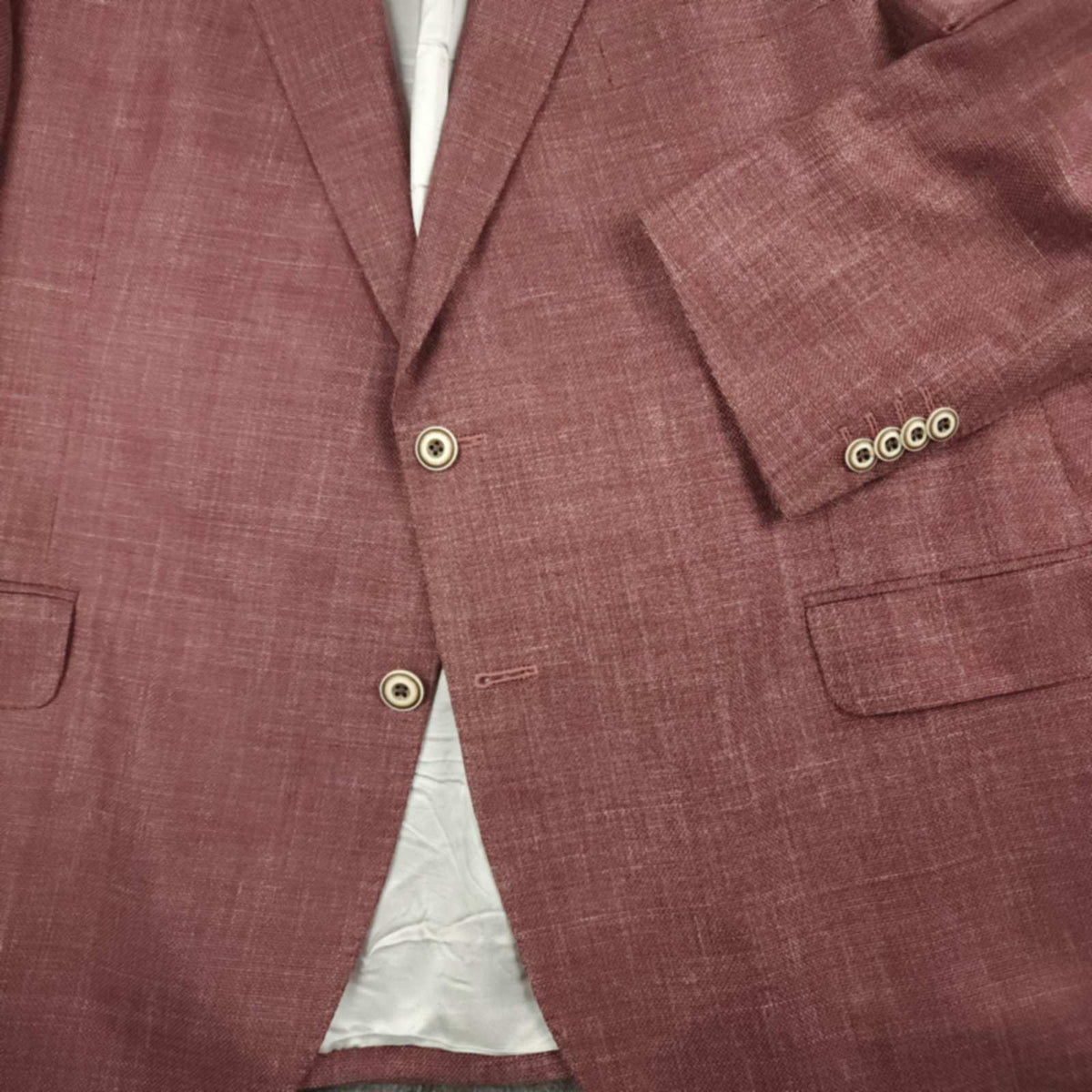 Jack Victor Hopsack Portly Fit Italian Wool Silk Linen Sport Coat 44S