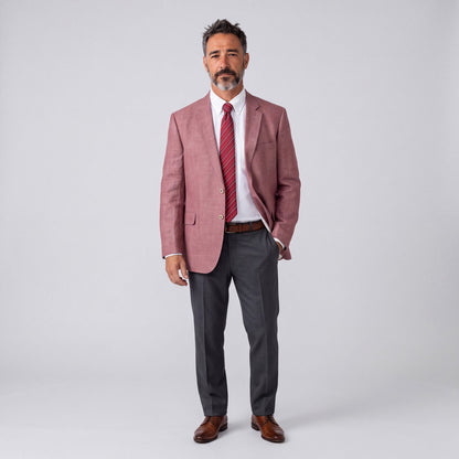 Jack Victor Hopsack Portly Fit Italian Wool Silk Linen Sport Coat 44S