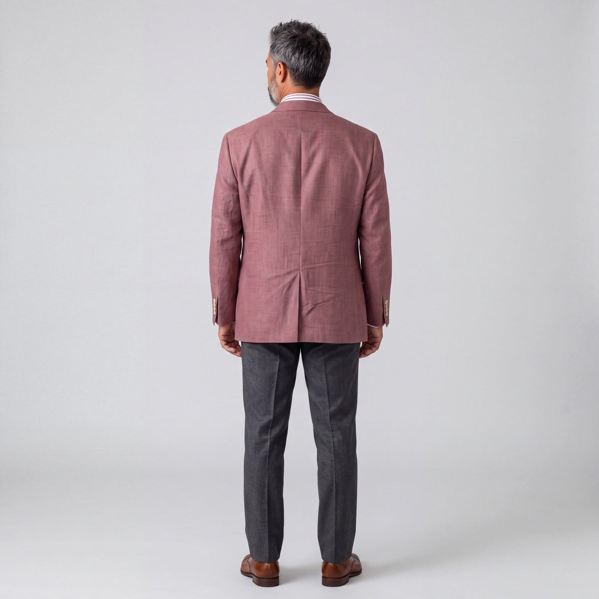 Jack Victor Hopsack Portly Fit Italian Wool Silk Linen Sport Coat 44S