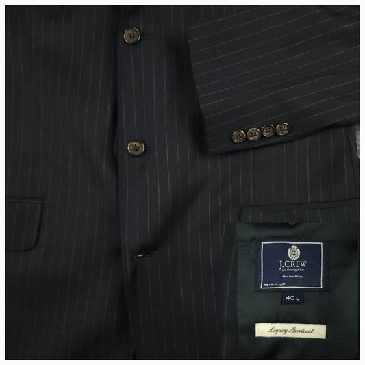 Y2K Italian Wool Pinstripe Luxury Sport Coat 40L