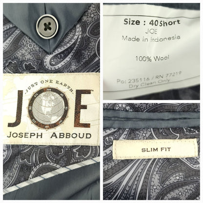 Joe Joseph Abboud Slim Fit Flannel Wool Houndstooth Sport Coat 40S