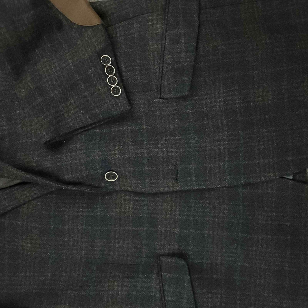 Joseph Abboud Joe Slim Fit Flannel Wool Elbow Patch Plaid Sport Coat 48R/S