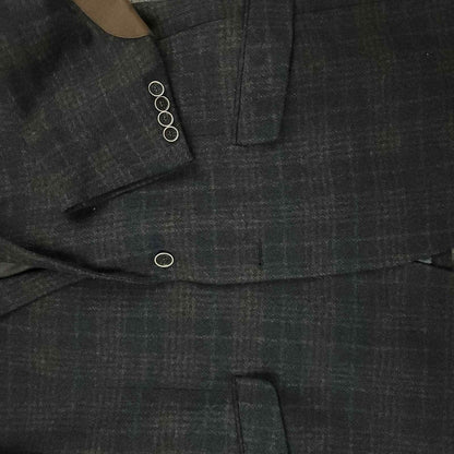 Joseph Abboud Joe Slim Fit Flannel Wool Elbow Patch Plaid Sport Coat 48R/S