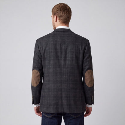 Joseph Abboud Joe Slim Fit Flannel Wool Elbow Patch Plaid Sport Coat 48R/S