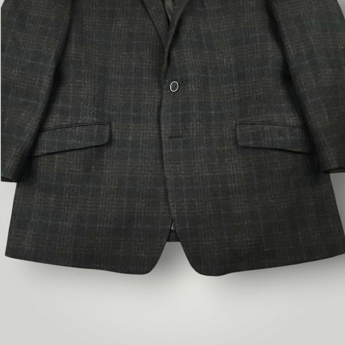 Joseph Abboud Joe Slim Fit Flannel Wool Elbow Patch Plaid Sport Coat 48R/S