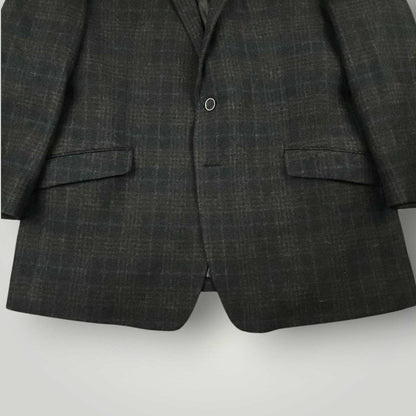 Joseph Abboud Joe Slim Fit Flannel Wool Elbow Patch Plaid Sport Coat 48R/S