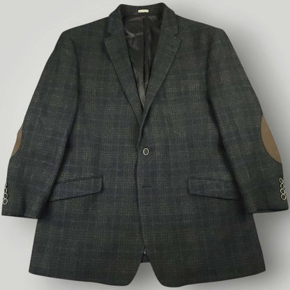 Joseph Abboud Joe Slim Fit Flannel Wool Elbow Patch Plaid Sport Coat 48R/S