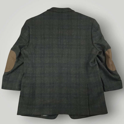 Joseph Abboud Joe Slim Fit Flannel Wool Elbow Patch Plaid Sport Coat 48R/S
