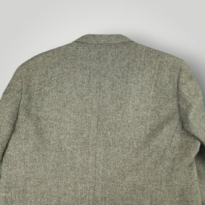 Vintage 80s Classic Fit Patch Pocket Herringbone Tweed Jacket 46R