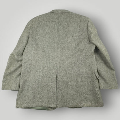 Vintage 80s Classic Fit Patch Pocket Herringbone Tweed Jacket 46R