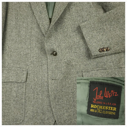 Vintage 80s Classic Fit Patch Pocket Herringbone Tweed Jacket 46R