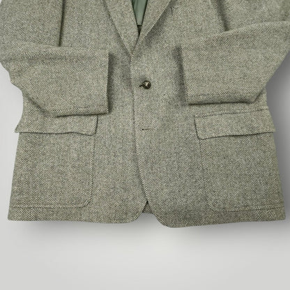 Vintage 80s Classic Fit Patch Pocket Herringbone Tweed Jacket 46R