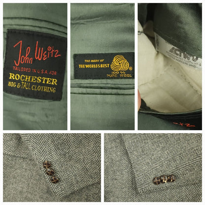 Vintage 80s Classic Fit Patch Pocket Herringbone Tweed Jacket 46R
