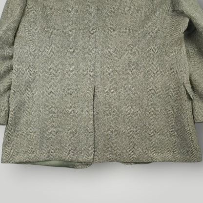 Vintage 80s Classic Fit Patch Pocket Herringbone Tweed Jacket 46R