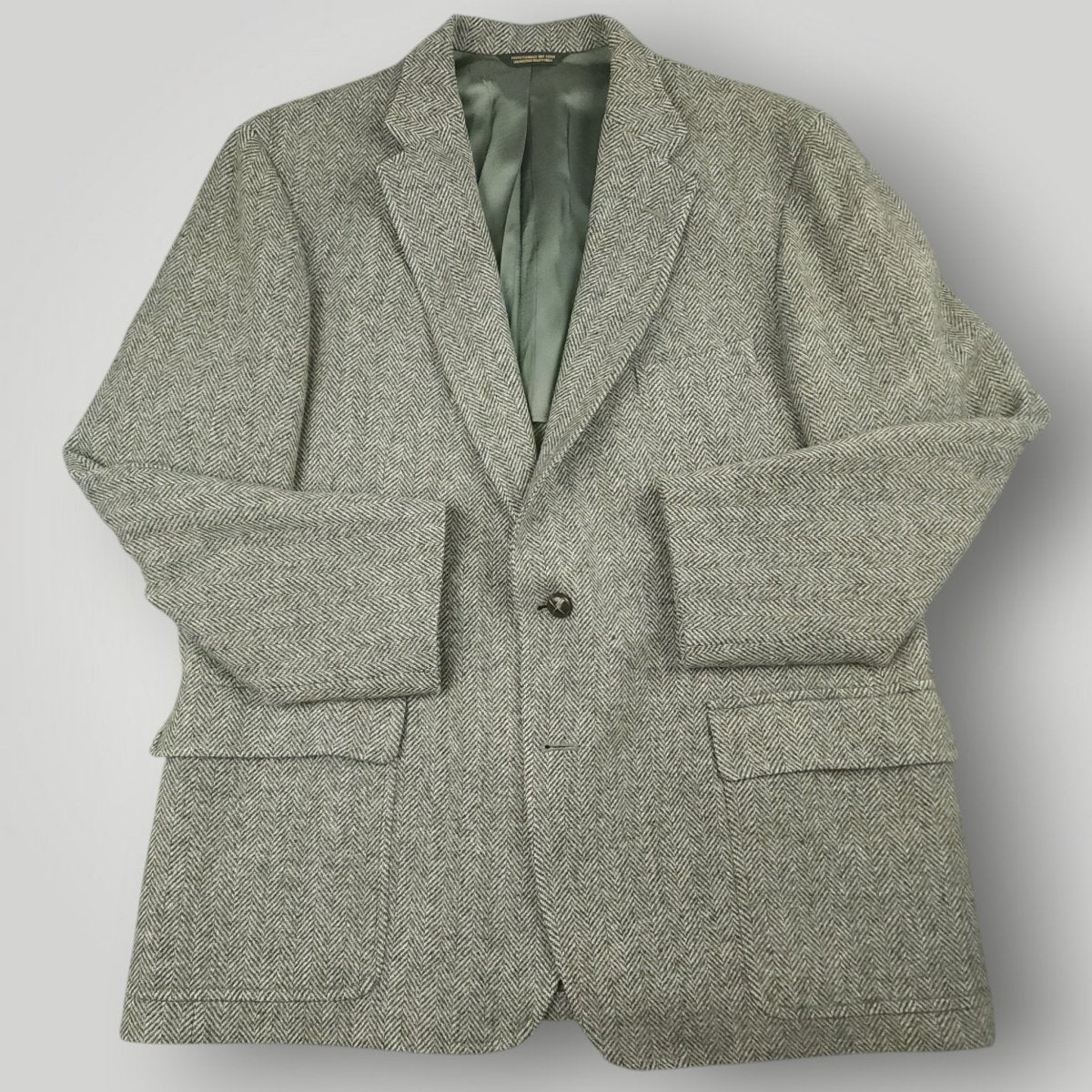 Vintage 80s Classic Fit Patch Pocket Herringbone Tweed Jacket 46R