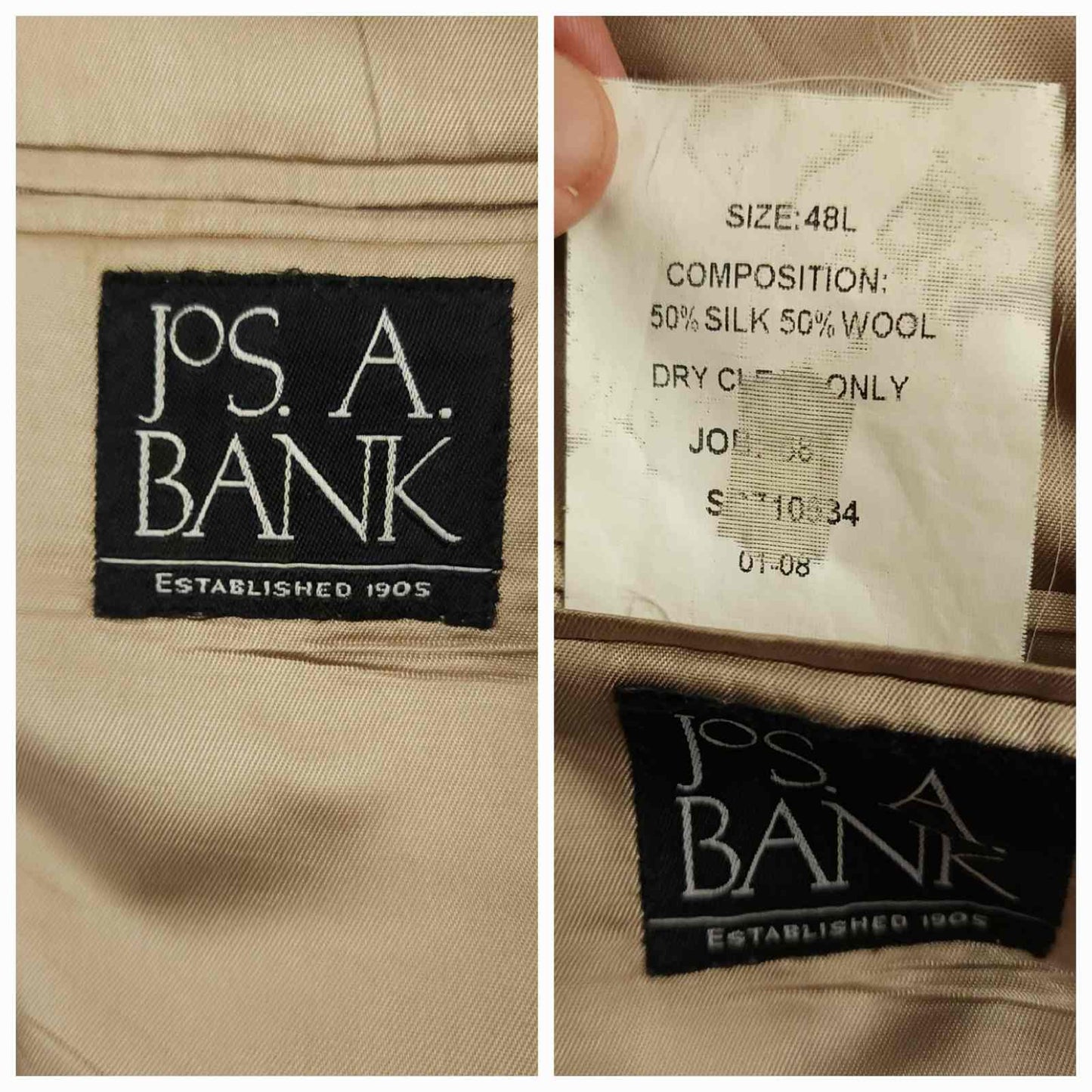 Jos A Bank Gun Club Check Silk Wool Classic Fit Sport Coat 48L
