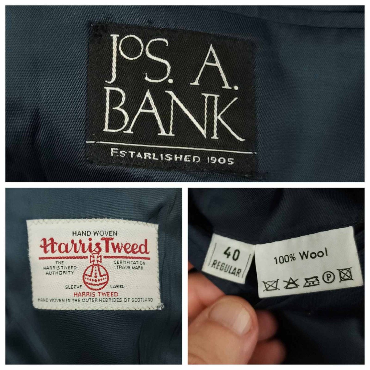 Harris Tweed Jos A Bank Wool Herringbone Sports Coat 40R