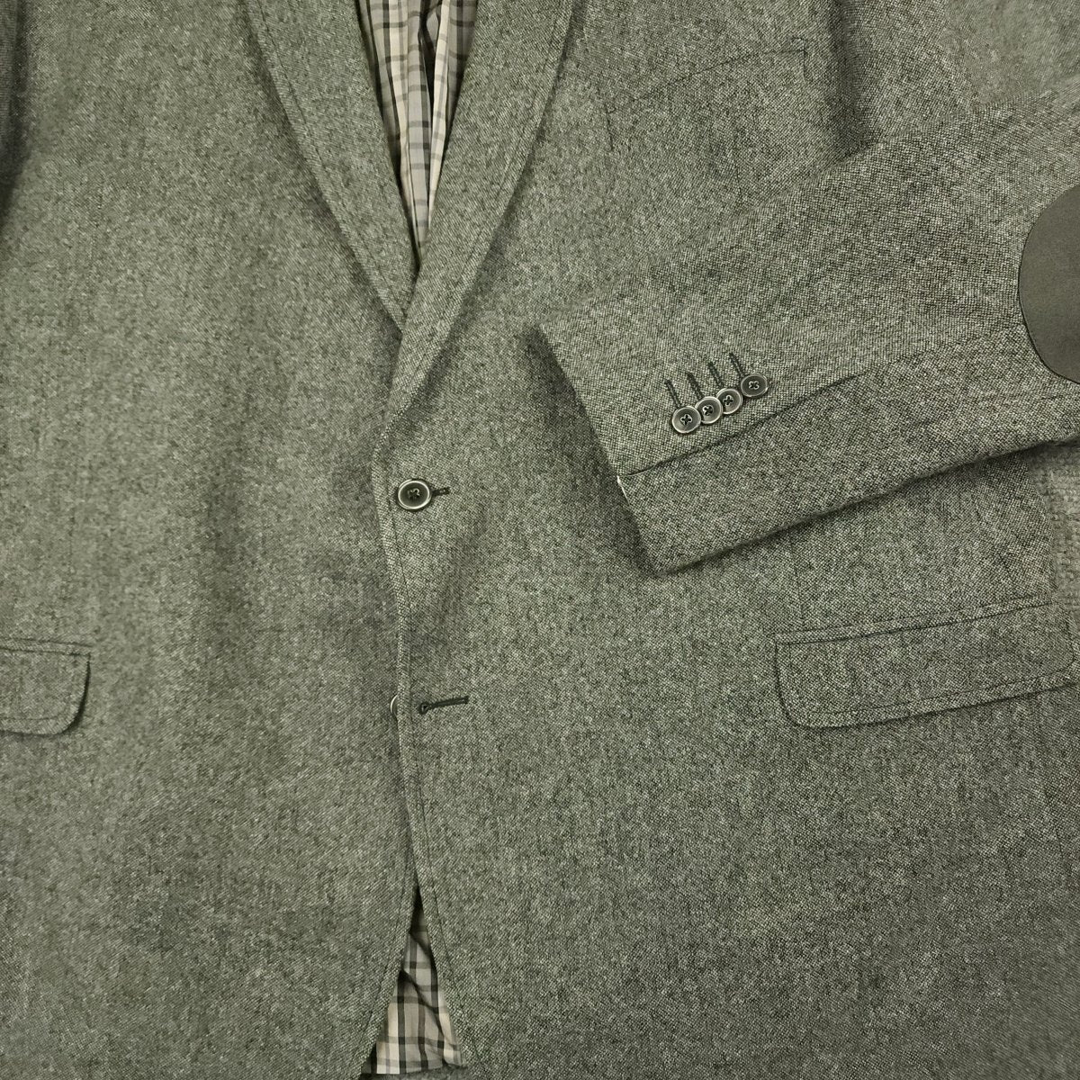 Jos A Bank 1905 Flannel Wool Elbow Patch Tailored Fit Sport Coat 52L