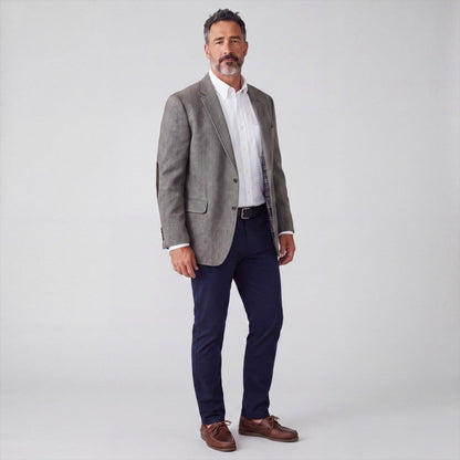 Jos A Bank 1905 Flannel Wool Elbow Patch Tailored Fit Sport Coat 52L