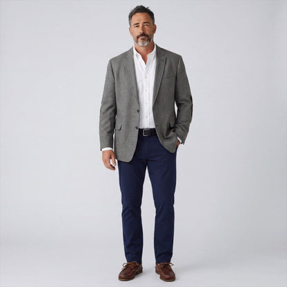Jos A Bank 1905 Flannel Wool Elbow Patch Tailored Fit Sport Coat 52L