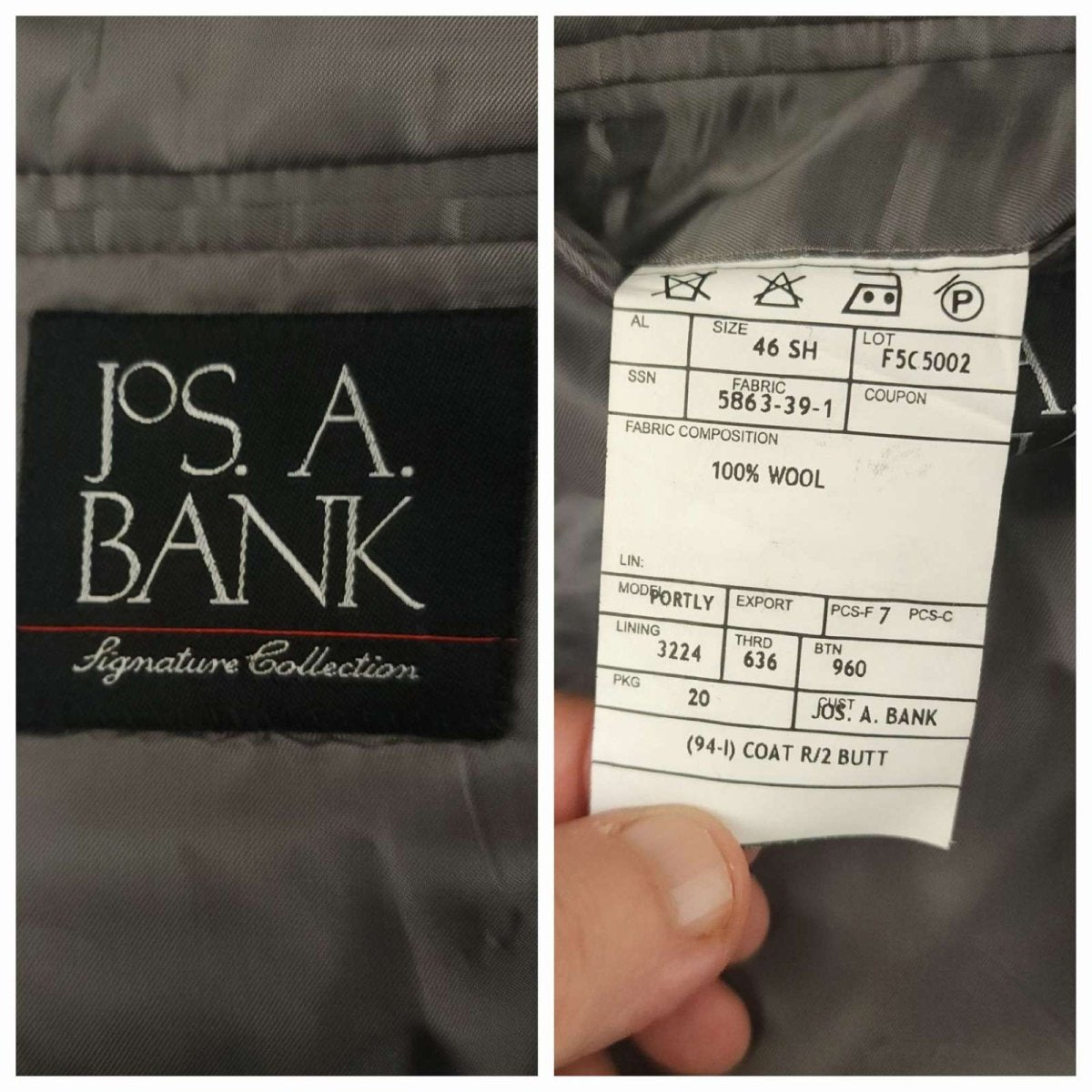 Jos A Bank Houndstooth Wide Lapel Wool Portly Fit Sport Coat  46S