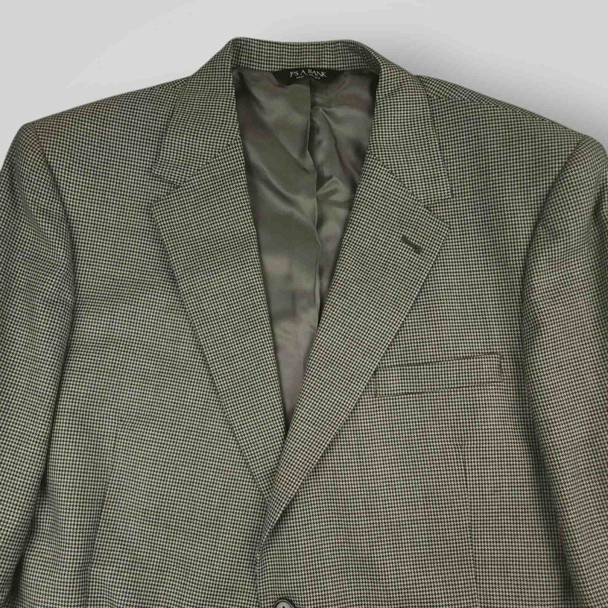 Jos A Bank Houndstooth Wide Lapel Wool Portly Fit Sport Coat  46S