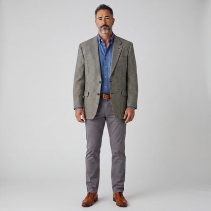 Jos A Bank Houndstooth Wide Lapel Wool Portly Fit Sport Coat  46S
