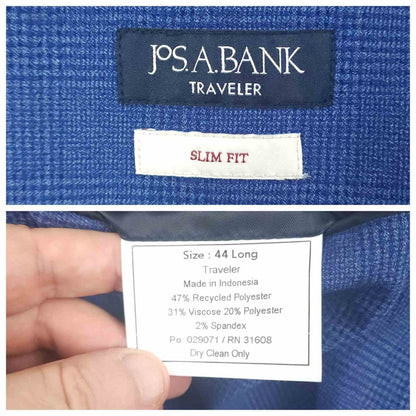 Jos A Bank Traveler Slim Fit Unstructured Glen Check Sport Coat 44L