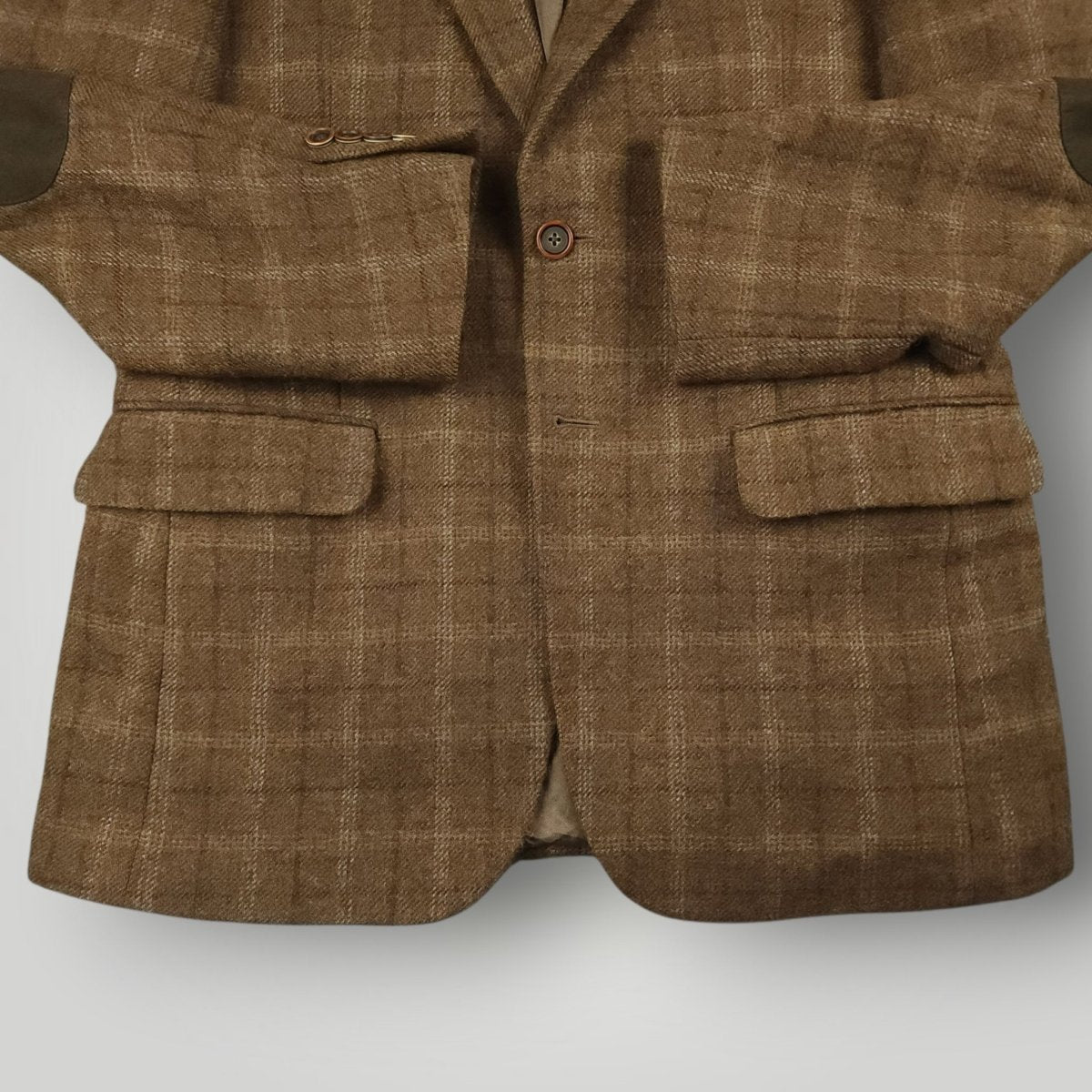 Tailored Fit  Brushed Wool Elbow Patch Plaid Sport Coat 39R/40R