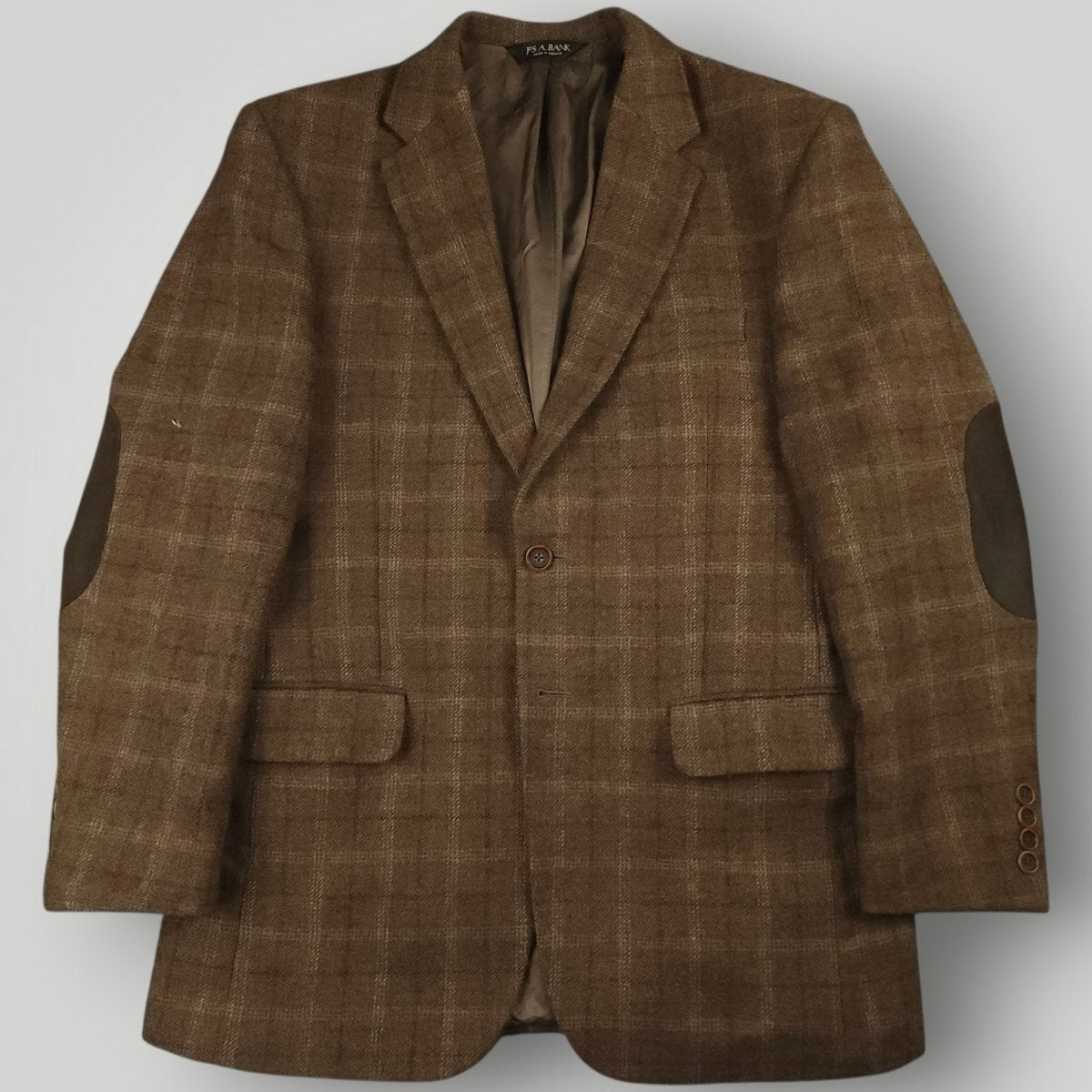 Tailored Fit  Brushed Wool Elbow Patch Plaid Sport Coat 39R/40R