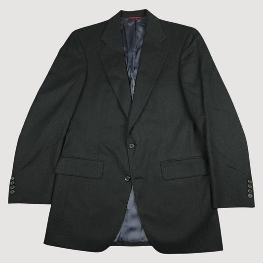 Vintage 80s Jos A Bank Flannel Wool Wide Lapel Sport Coat 40R