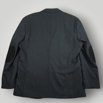 Rear view of Joseph Abboud blue glen plaid hacking jacket in men’s size 44R