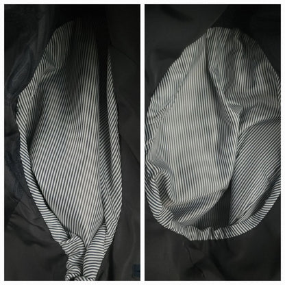 Close-up of interior sleeve lining on Joseph Abboud blue glen plaid hacking jacket