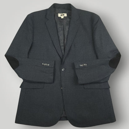 Front view of Joseph Abboud blue glen plaid hacking jacket in men’s size 44R