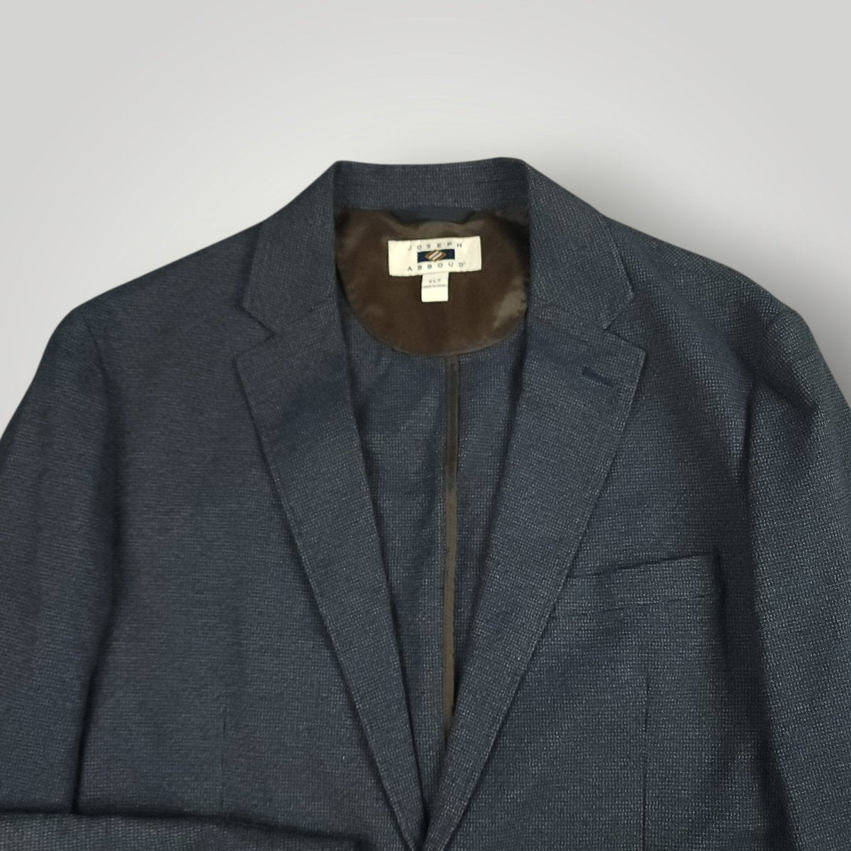Upper front view of Joseph Abboud blue patch pocket sport coat