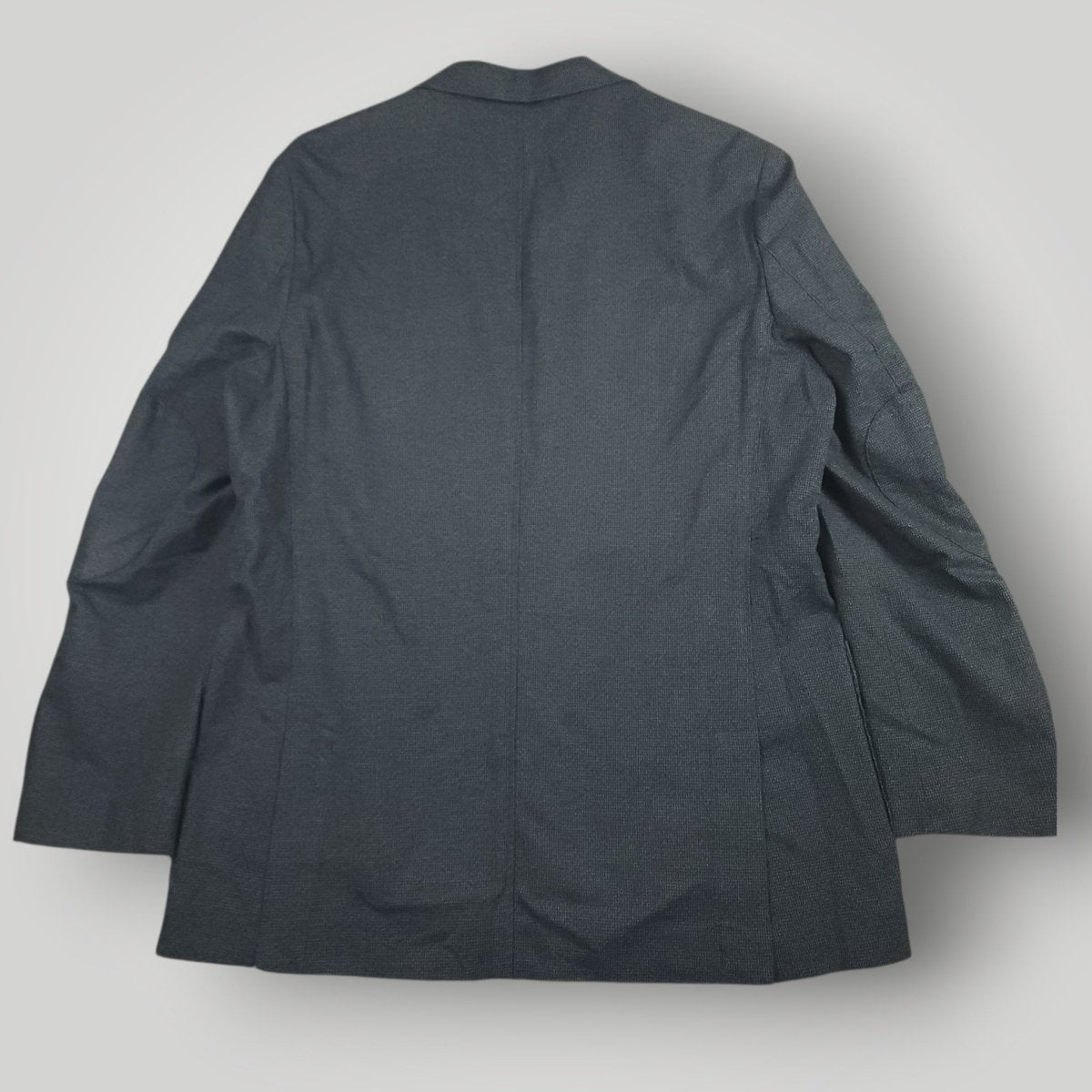 Rear view of Joseph Abboud blue cotton blend sport coat in men’s size 44R