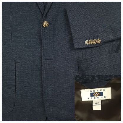 Joseph Abboud blue cotton blend sport coat fabric detail with sleeve buttons and brand label
