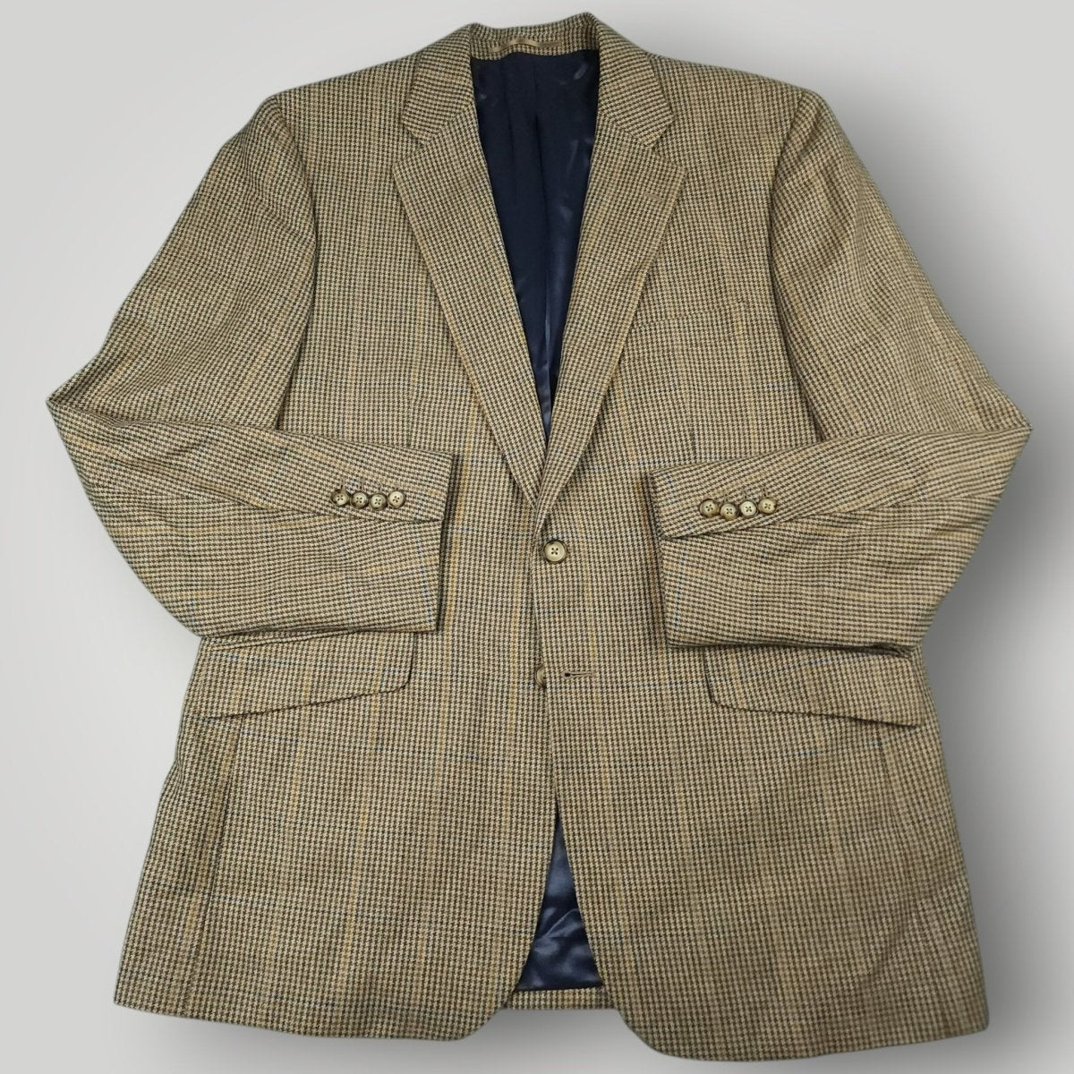 Moon Tweed Wool Cashmere Cotton Gun Club Check Hacking Jacket 44R