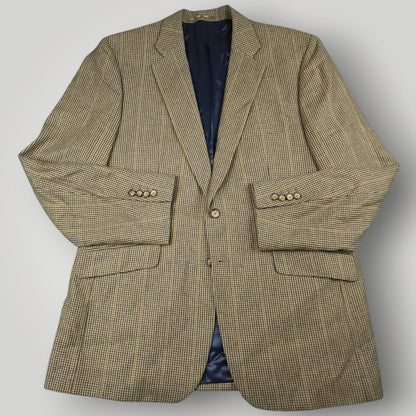 Moon Tweed Wool Cashmere Cotton Gun Club Check Hacking Jacket 44R