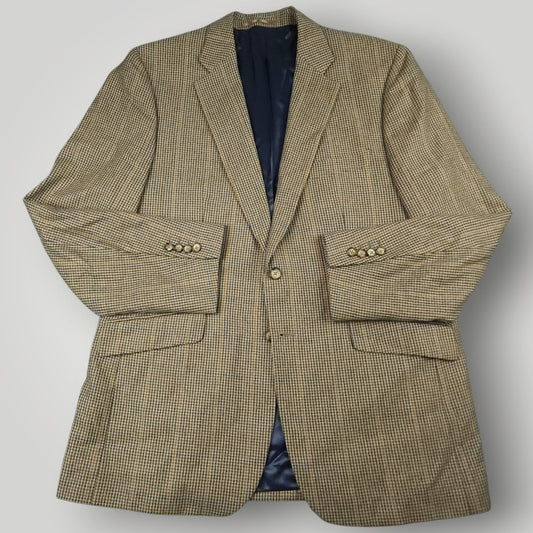 Moon Tweed Wool Cashmere Cotton Gun Club Check Hacking Jacket 44R