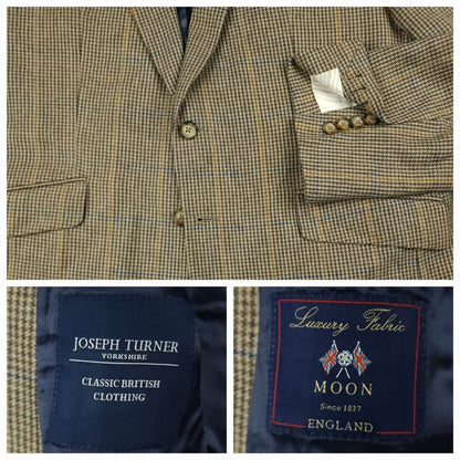 Moon Tweed Wool Cashmere Cotton Gun Club Check Hacking Jacket 44R