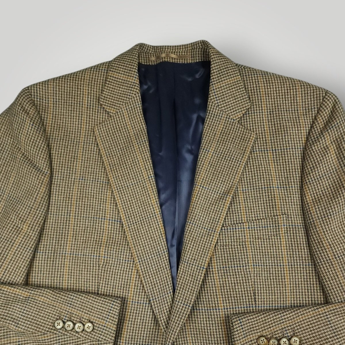 Moon Tweed Wool Cashmere Cotton Gun Club Check Hacking Jacket 44R