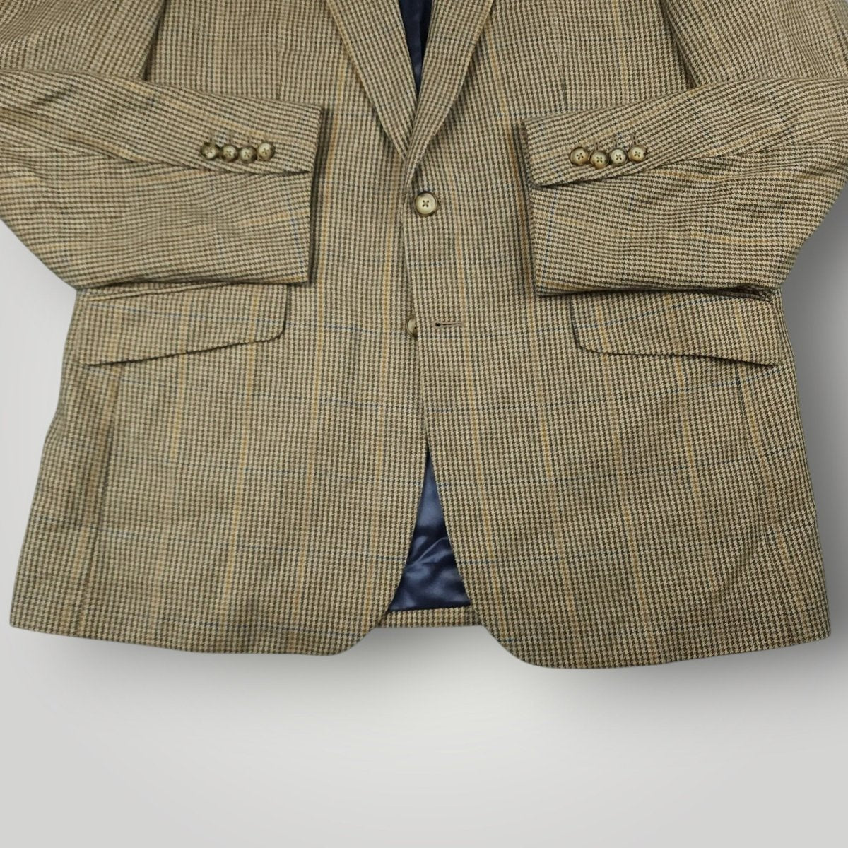 Moon Tweed Wool Cashmere Cotton Gun Club Check Hacking Jacket 44R