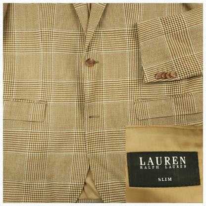 Silk Linen Wool Prince of Wales Check Sport Coat 42L