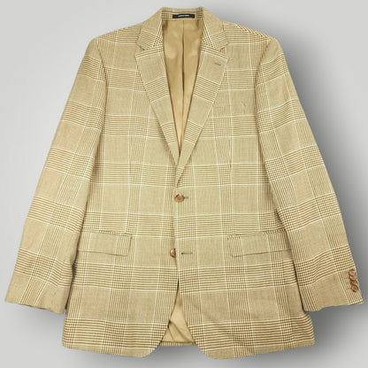Silk Linen Wool Prince of Wales Check Sport Coat 42L