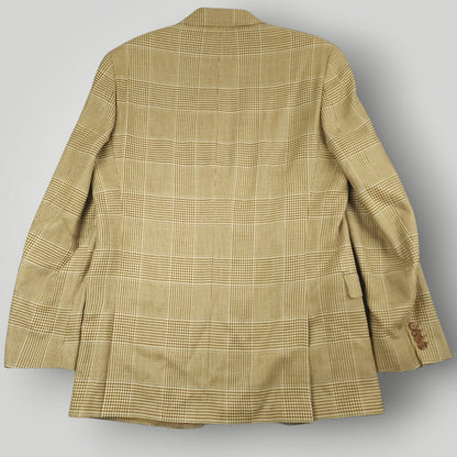 Silk Linen Wool Prince of Wales Check Sport Coat 42L