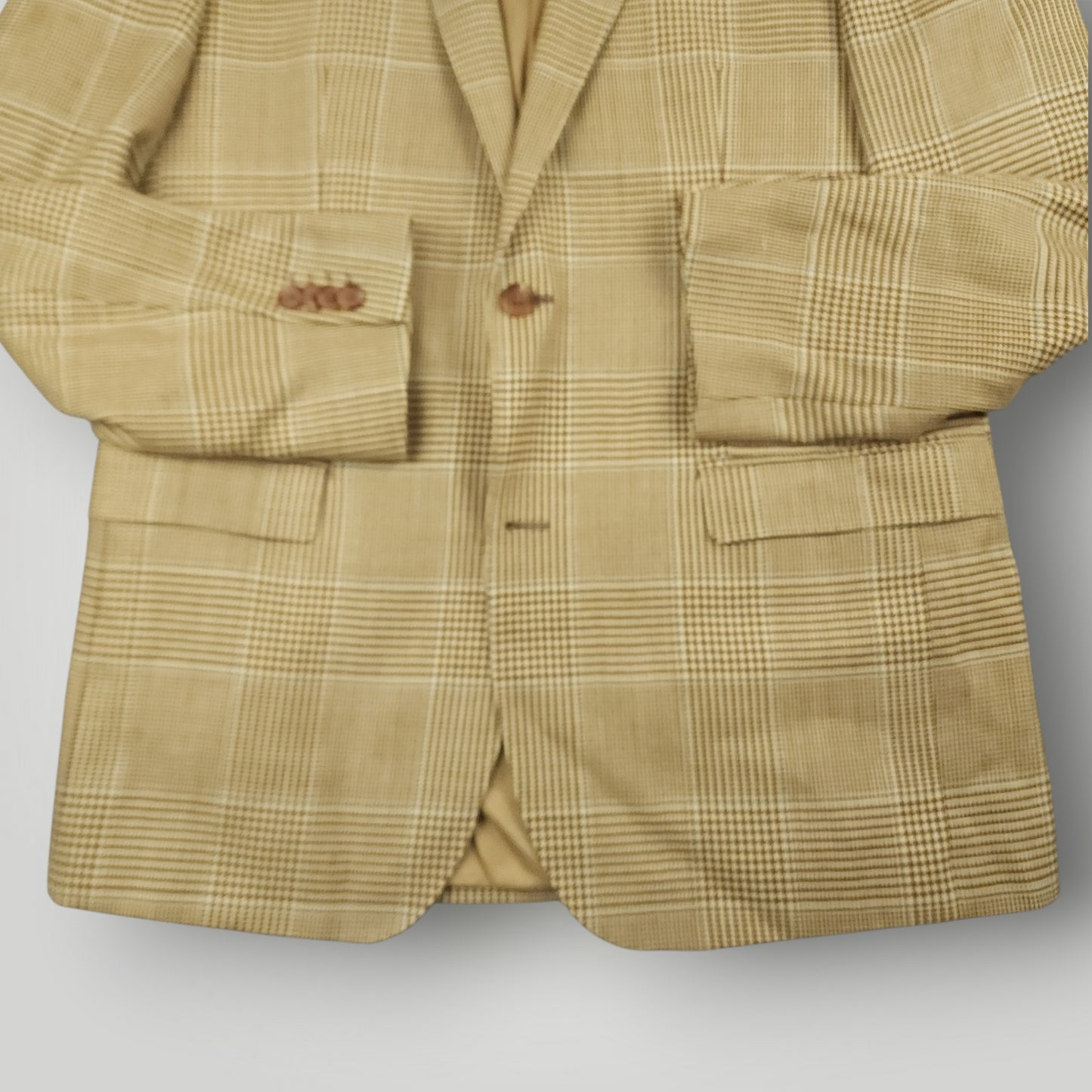 Silk Linen Wool Prince of Wales Check Sport Coat 42L