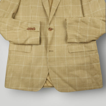 Silk Linen Wool Prince of Wales Check Sport Coat 42L