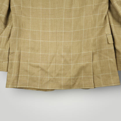 Silk Linen Wool Prince of Wales Check Sport Coat 42L